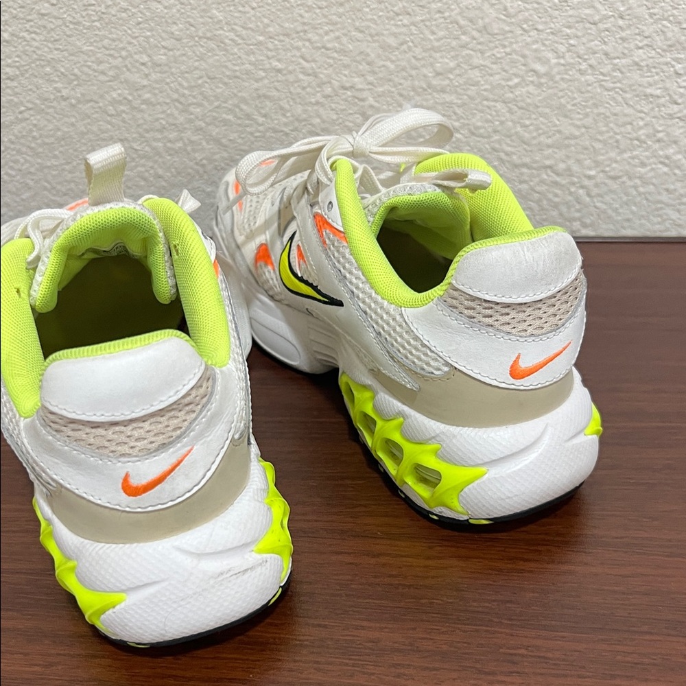 Nike Kids White Sneakers with Neon Yellow and Orange Accents - Picture 5 of 6